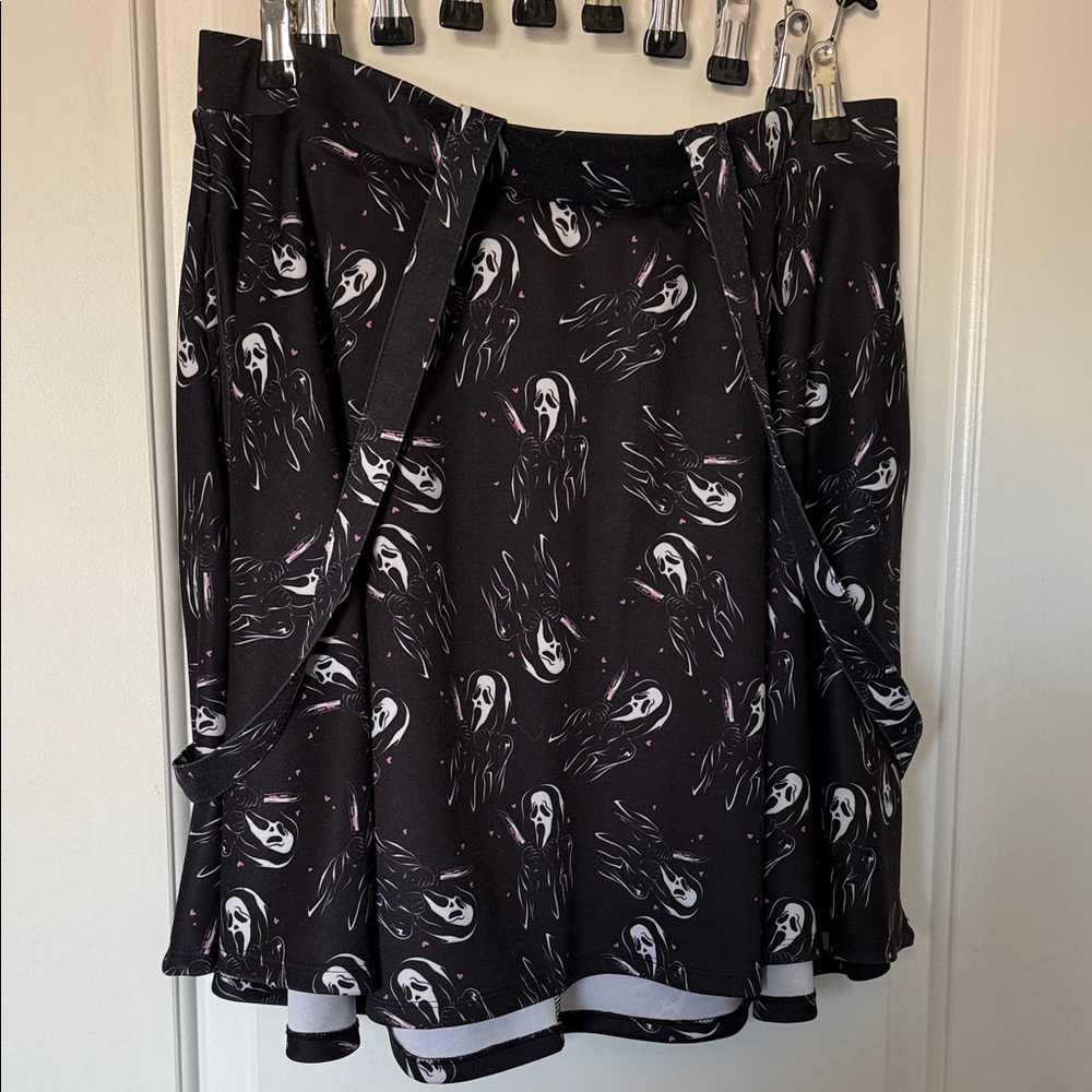 Hot Topic Black and White Ghost Skater Skirt